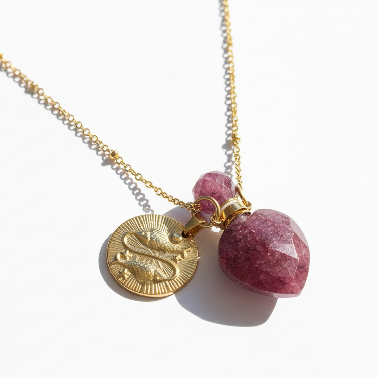 Pisces Coin Crystal Aroma Oil Necklace
