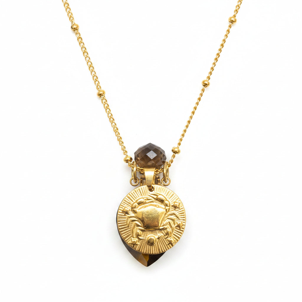 Cancer Coin Crystal Aroma Oil Necklace