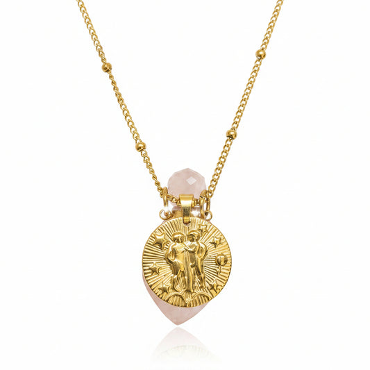 Gemini Coin Crystal Aroma Oil Necklace