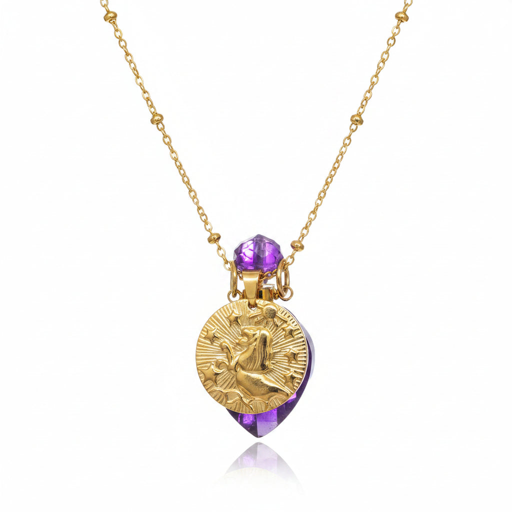 Leo Coin Crystal Aroma Oil Necklace