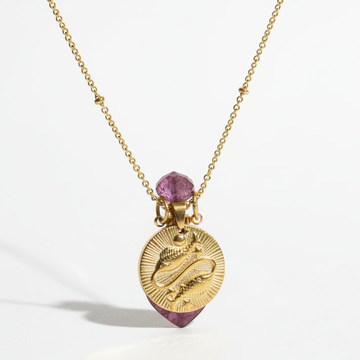 Pisces Coin Crystal Necklace & Aroma Oil Bundle